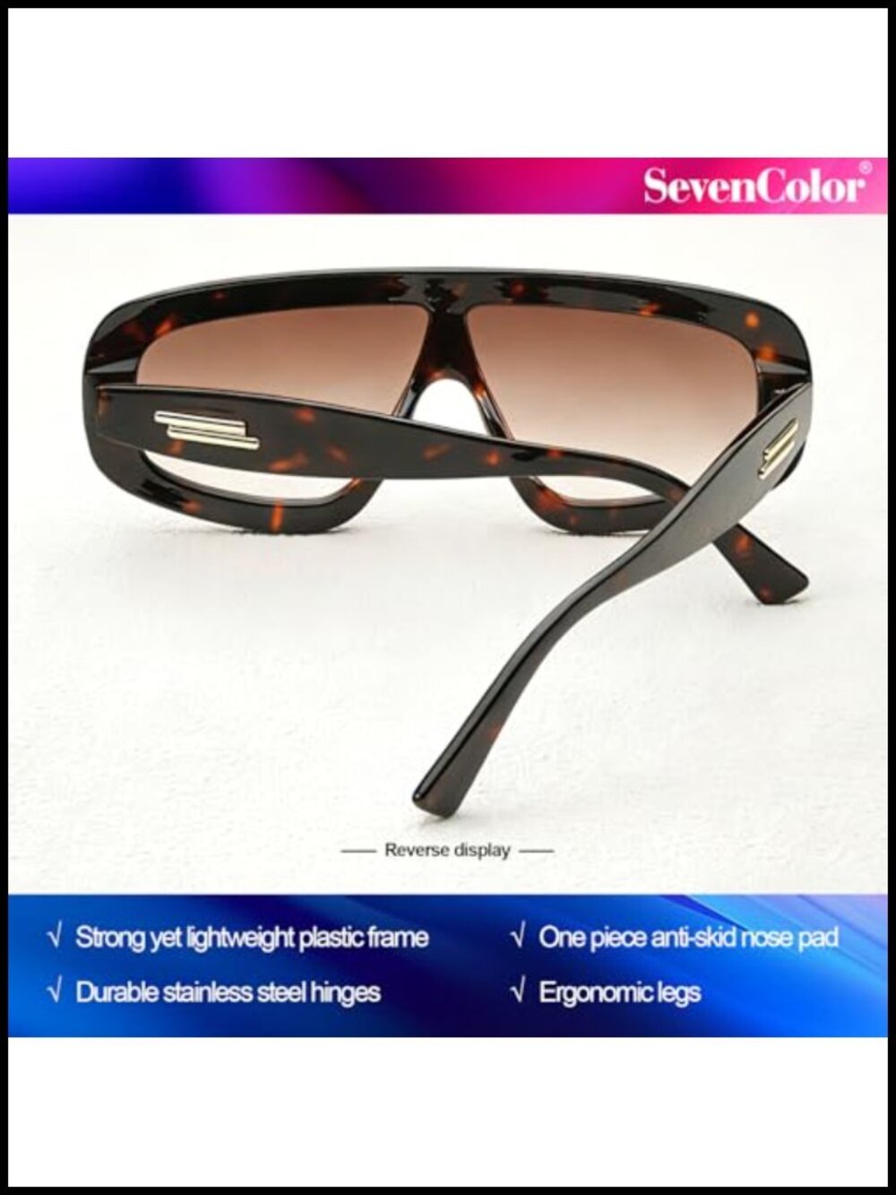 Oversized Shield Sunglasses for Women Men UV400 Retro Trendy - Picture 4 of 6